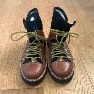 New GANNI Leather & Suede Hiker Style Boots